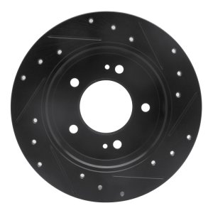 Hyundai Kona Brake Rotor (1) - Rear Left - R1 Concepts - Drilled & Slotted - Black - `11-`25